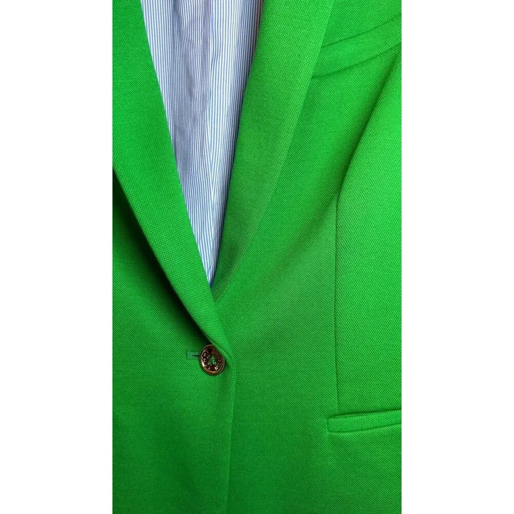 Tommy Hilfiger Scuba Peak‑Lapel Long‑Sleeve Blazer Green 8 NWT $139 - Picture 5 of 7